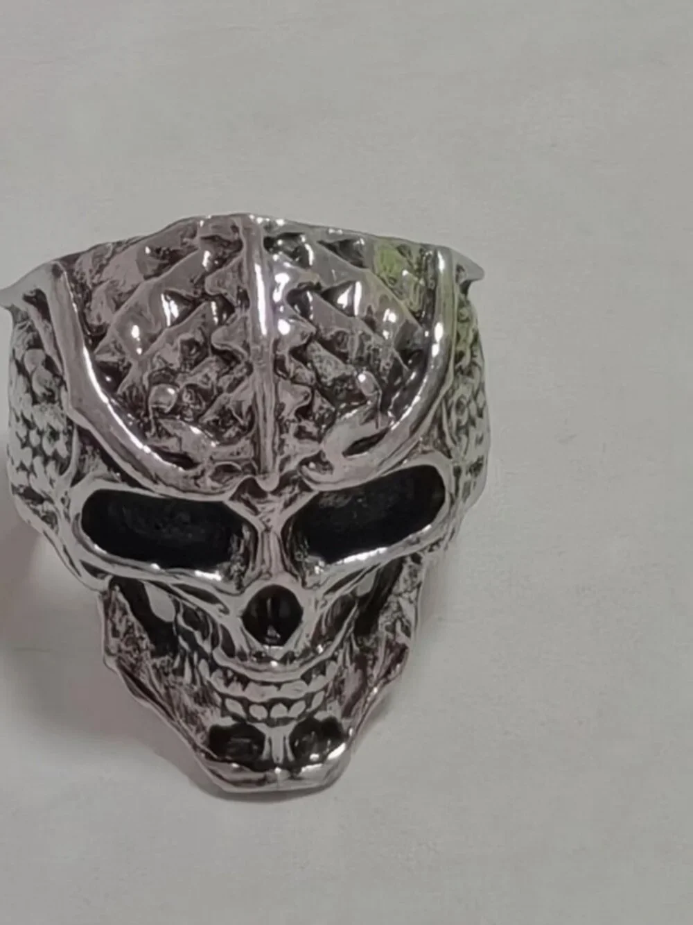 Mens dragon skull punk ring stainless steel gothic